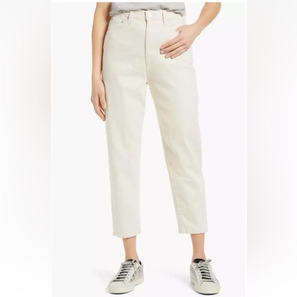 NEW! AG Adriano Goldschmied Renn Crop Straight Leg Jeans Ecru Dunes Size 25